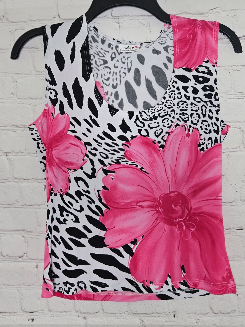 American Vintage Y2k 90s Pink floral leopard print fairy Ibiza summer tank top